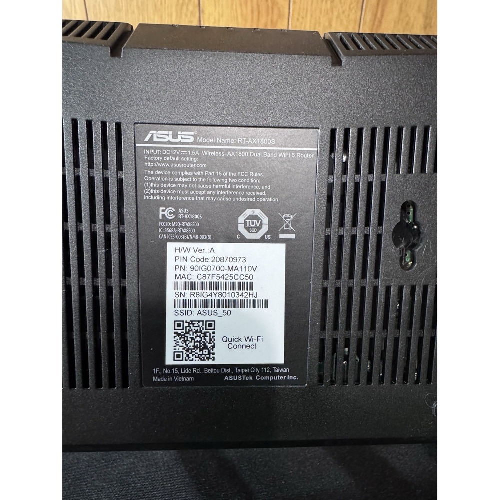 ASUS Dual Band WiFi 6 Router Built-in VPN AiMesh Compatible RT-AX1800S Black - Picture 5 of 6